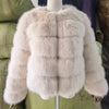 White faux fur coat on display