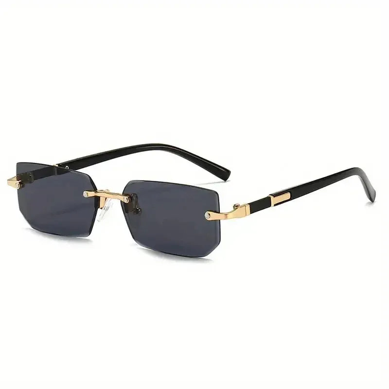 Unisex Rimless Rectangle Sunglasses with UV400 Mirror Lenses