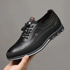 Black men's office work shoe with lace-up design