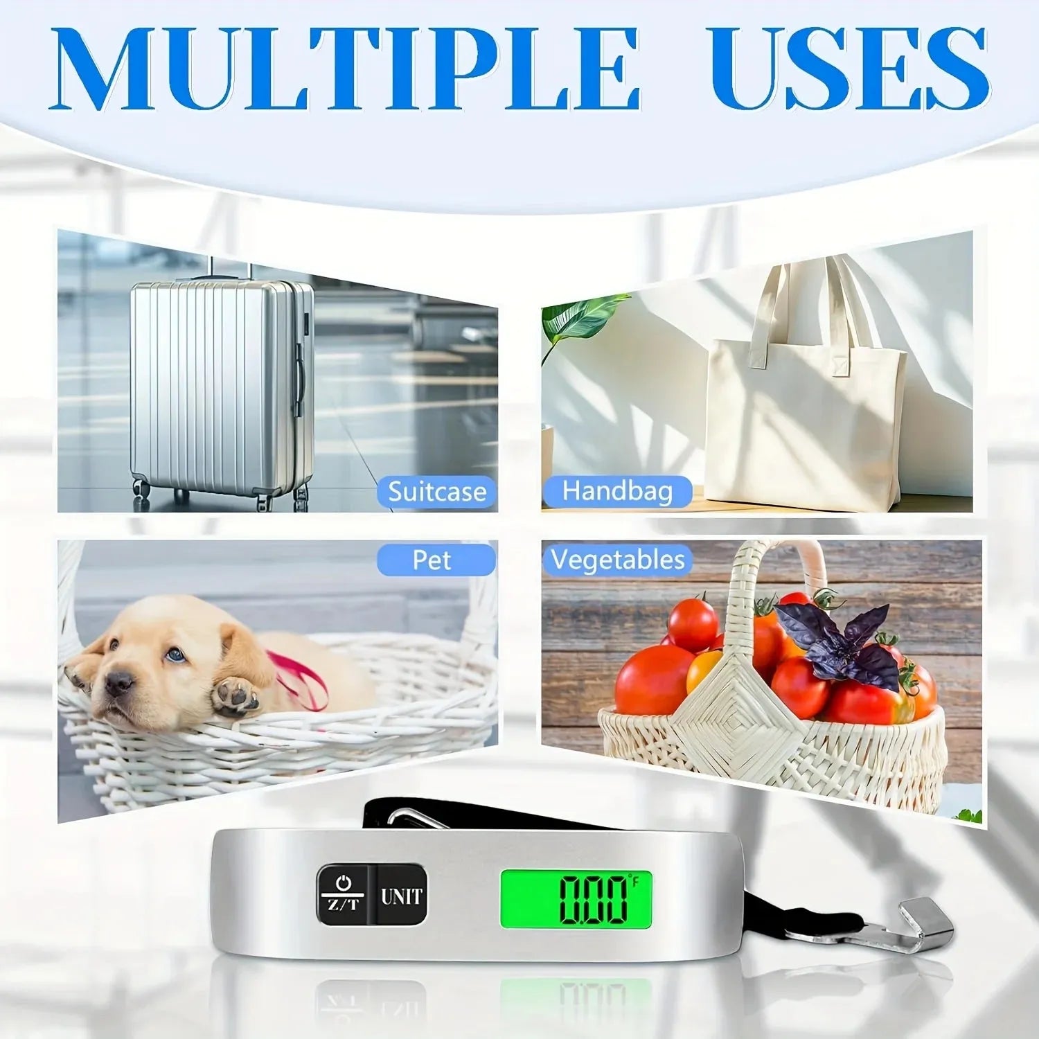 Digital Luggage Scale Portable LCD 110lb Hanging Design