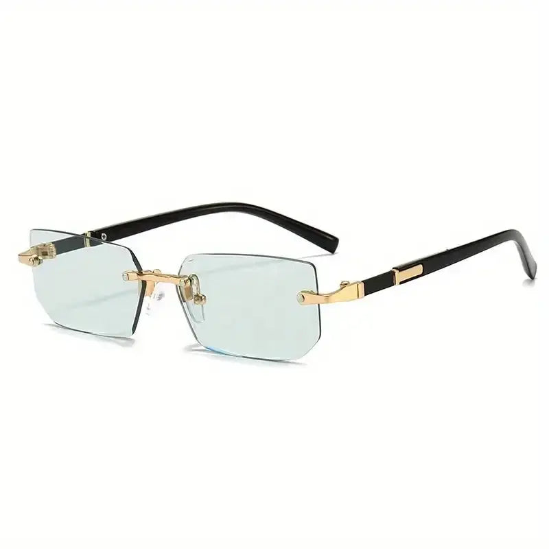 Rimless Rectangle Sunglasses | Unisex Small Square Summer Shades for Travel & Fashion