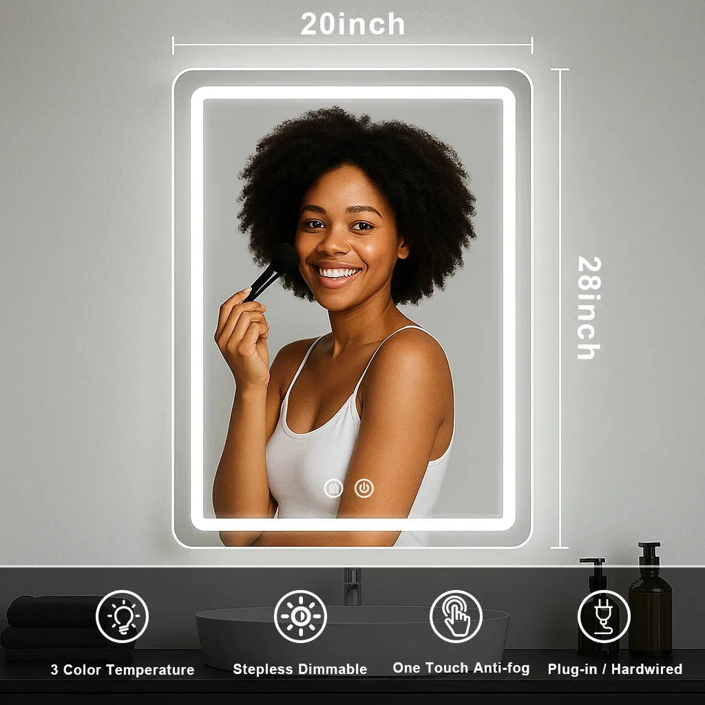 LED Vanity Mirror with Lights Fogless 20x28in Wall Mounted