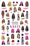 Bratz themed nail stickers with stylish doll designs