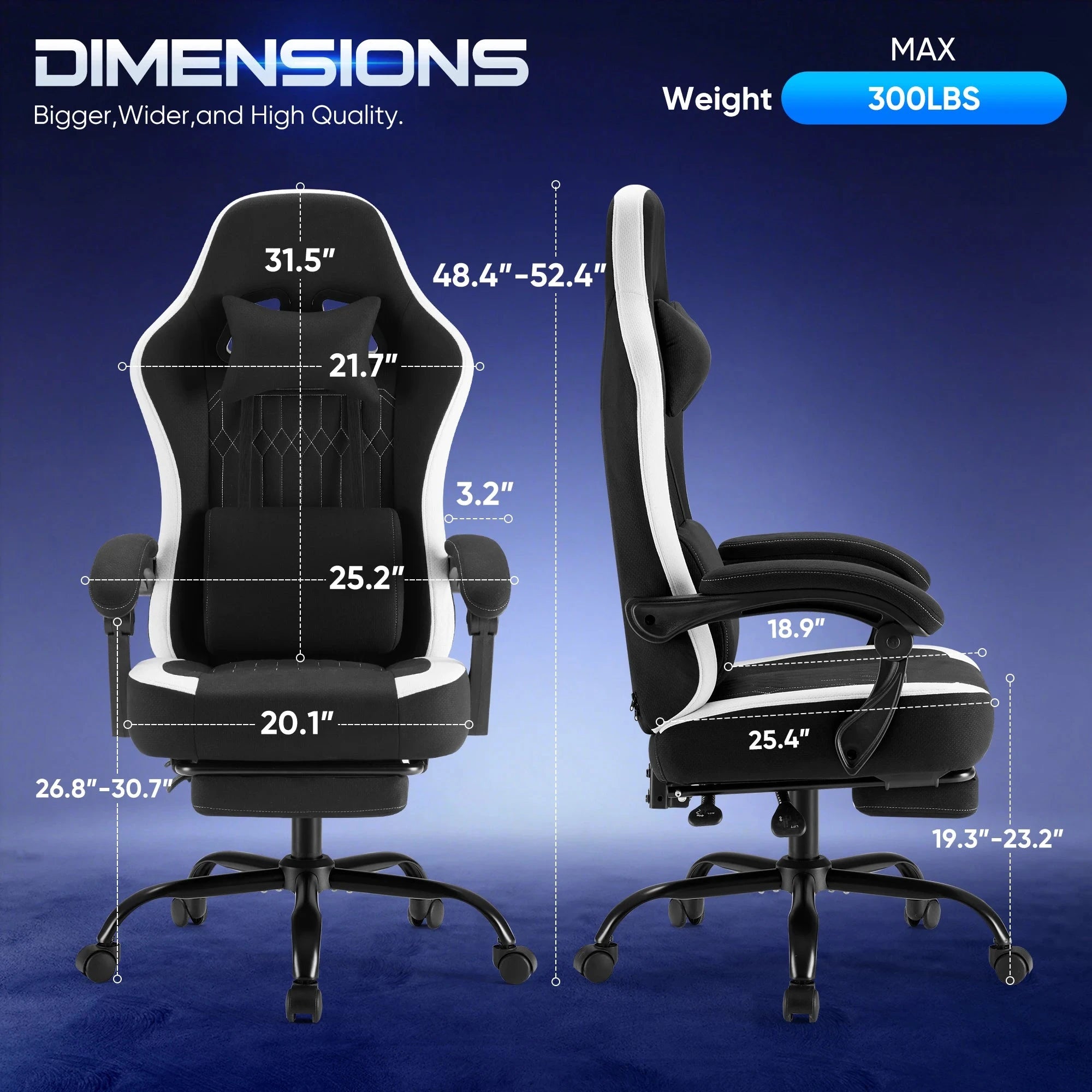 Ergonomic Gaming Chair 360 Swivel Adjustable with Support