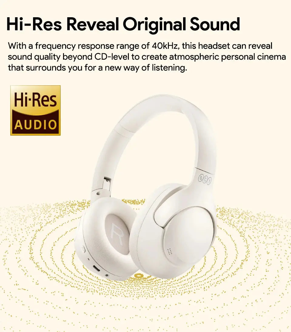 Wireless Over-Ear Headphones Bluetooth 5.4 with 43dB ANC Hi-Res Audio & 60H Playtime