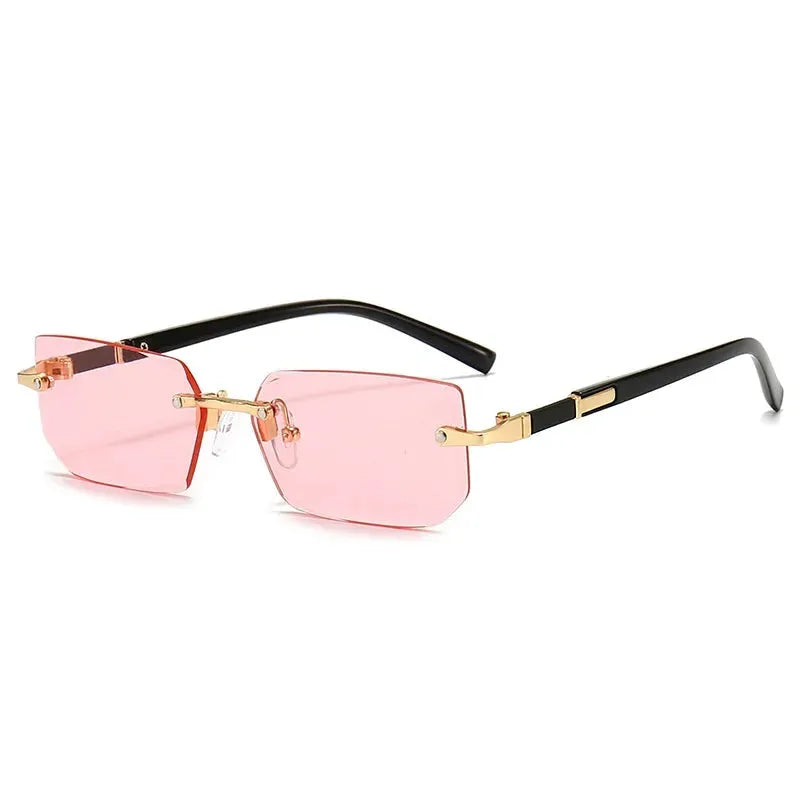 Unisex Rimless Rectangle Sunglasses with UV400 Mirror Lenses