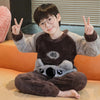 Brown koala pajama set for kids, cozy winter loungewear