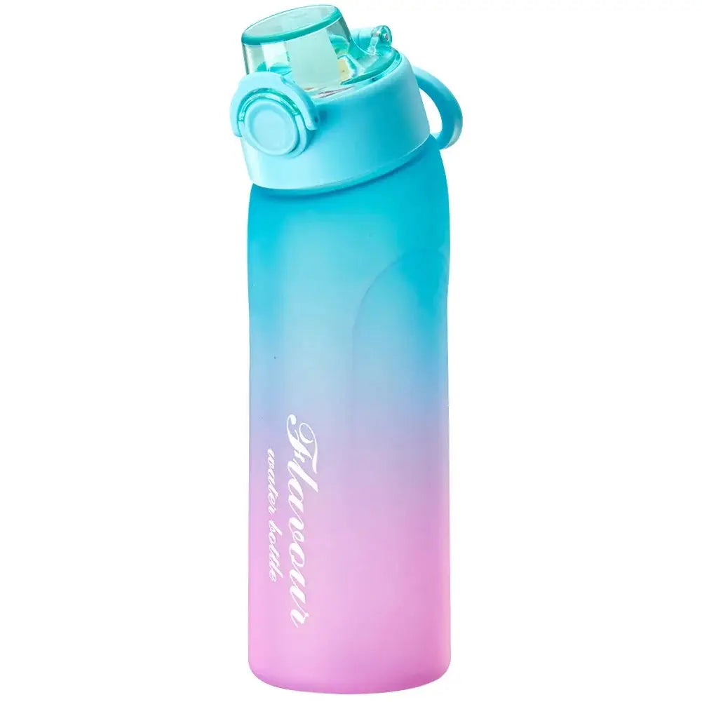 Blue and pink gradient 750ml flavored water bottle with scent pod lid, perfect for stylish hydration during workouts or travel.