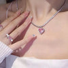 Purple Crystal Heart Pendant Necklace for Women