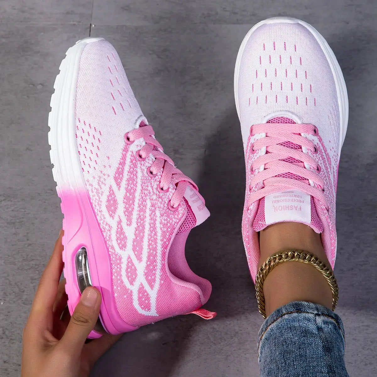 Women's comfortable sneakers, lightweight air sole design, walking sports shoes for daily wear