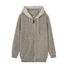 Light gray plush hooded jacket with zipper