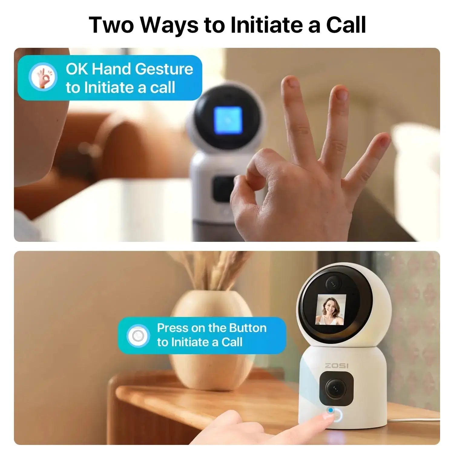 360° Indoor WiFi Security Camera PTZ with AI Tracking, HD Night Vision & Baby Monitor Mode