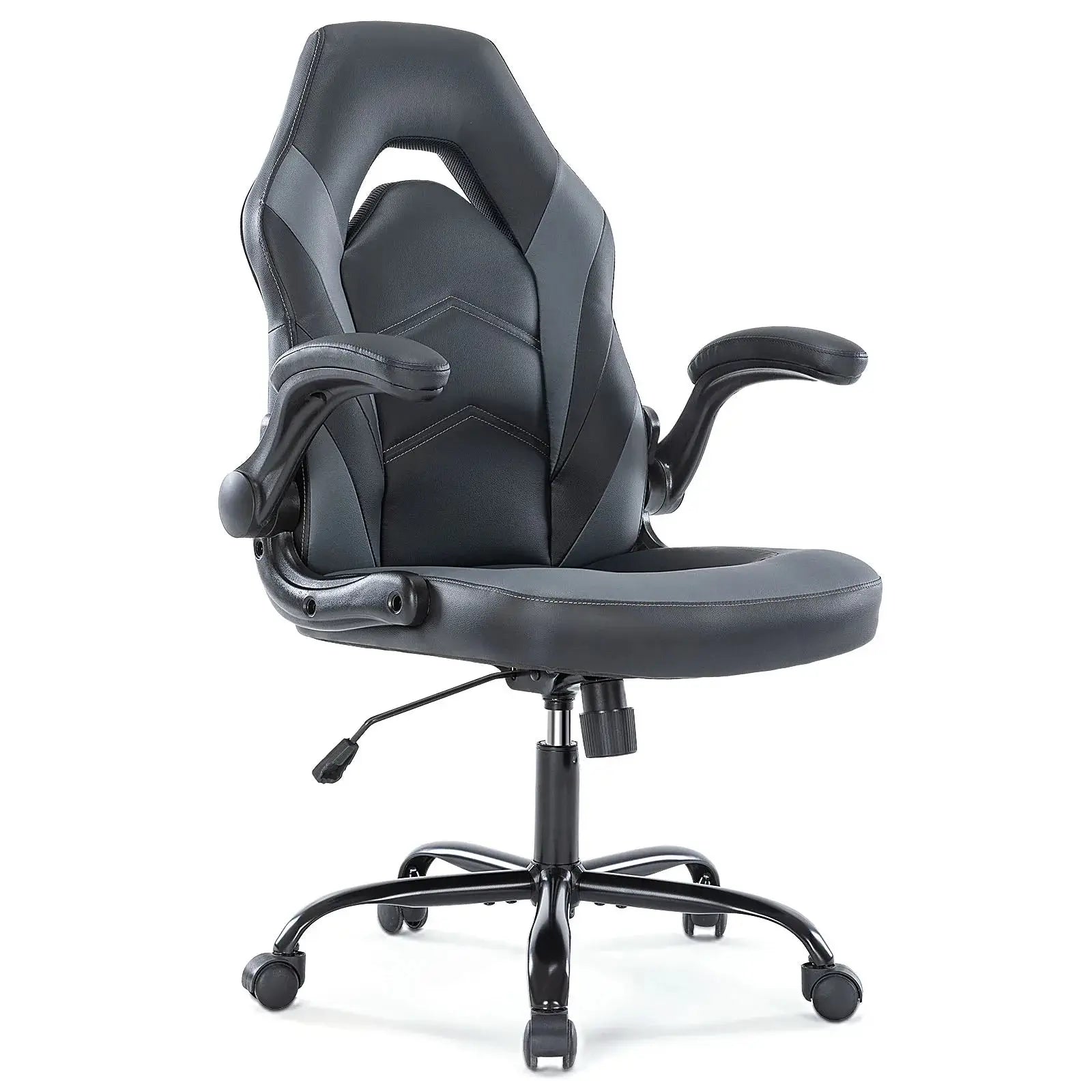 Ergonomic PU Leather Gaming Chair Adjustable Height & Flip-Up Arms Office or Home Desk Seat