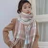 Women's Plaid Scarf with Tassels