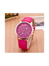 Pink leather strap watch with Roman numerals