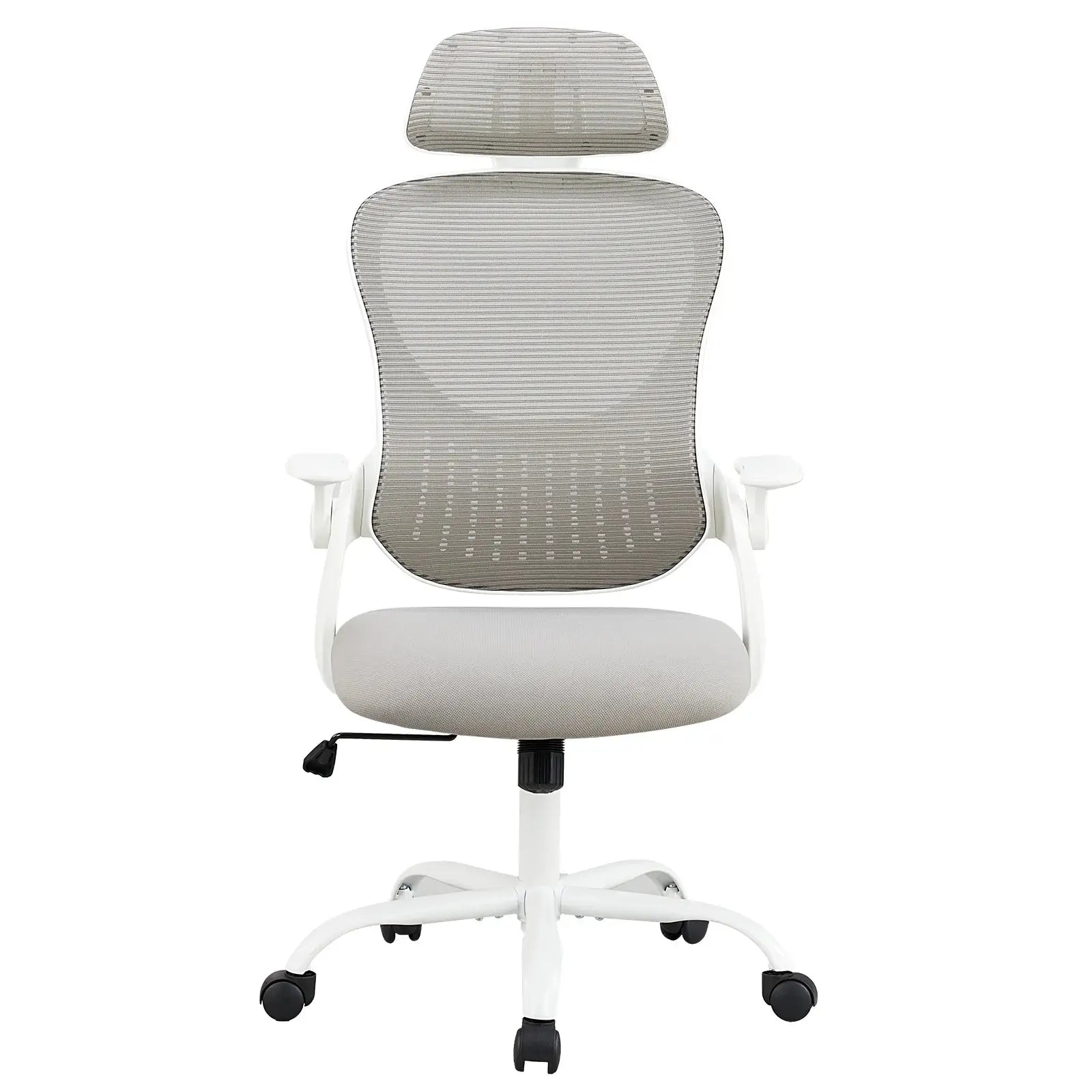 Ergonomic mesh office chair with adjustable headrest, flip-up arms and lumbar support for home or computer desk