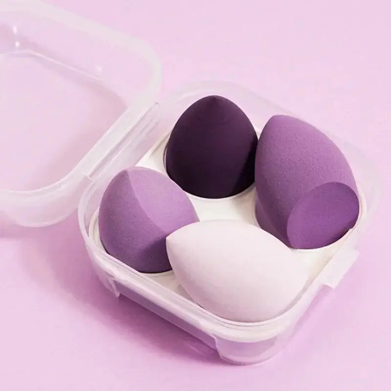 4PCS Makeup Blender Sponge Set – Soft Colorful Cosmetic Puffs with Beveled Edge – Natural Finish for Foundation & Powder