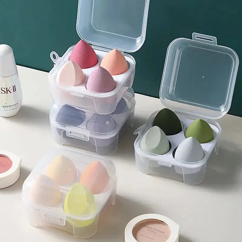 4PCS Makeup Blender Sponge Set – Soft Colorful Cosmetic Puffs with Beveled Edge – Natural Finish for Foundation & Powder