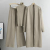 Beige women's 3-piece knitted cardigan and pants set