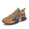 Brown and navy casual sneakers for men with chunky sole