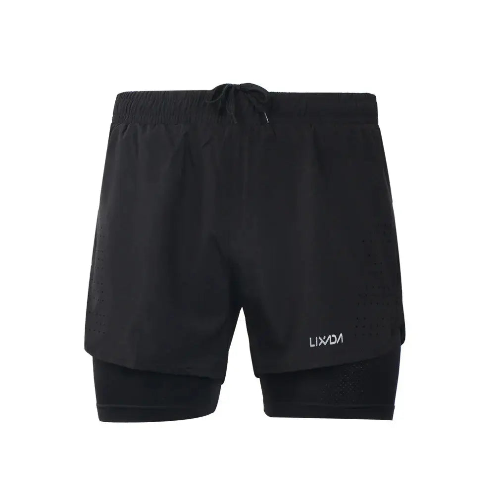 Men's 2-in-1 sports shorts, quick-drying and breathable with long liner, ideal for running and active training