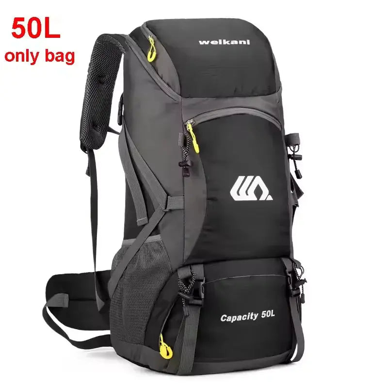 50L travel backpack for men, waterproof hiking and camping rucksack for outdoor sports, climbing and mountaineering