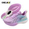 Pink and purple ONEMIX sports shoes with cushioned sole