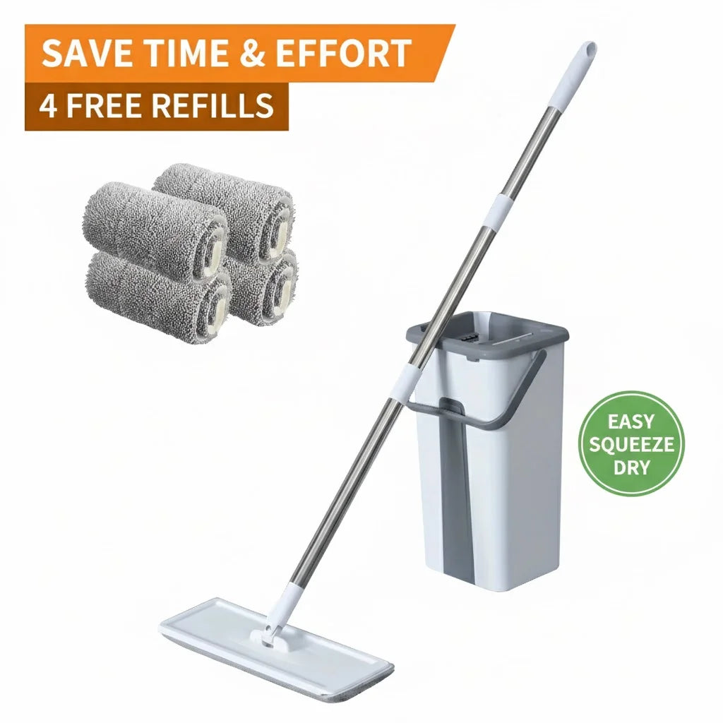 Wet Dry Mop with Bucket Self Wring Cleaning System Home