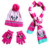 Conjunto de tres piezas de bufanda, gorro y guantes de Minnie Mouse para niños