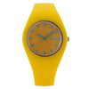 Yellow Geneva watch with blue markers