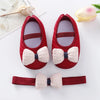 Red textured bowknot shoes for baby girls