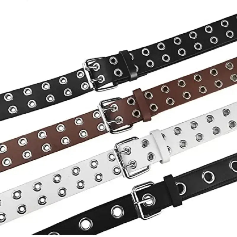 Luxury genuine leather belt with alloy chain for men and women, punk style with metal pin buckle, ideal for jeans