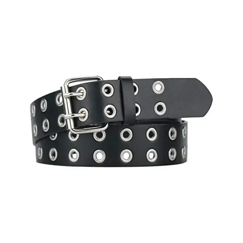 Luxury genuine leather belt with alloy chain for men and women, punk style with metal pin buckle, ideal for jeans