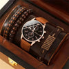 Brown fashion sports watch set with bracelets for men