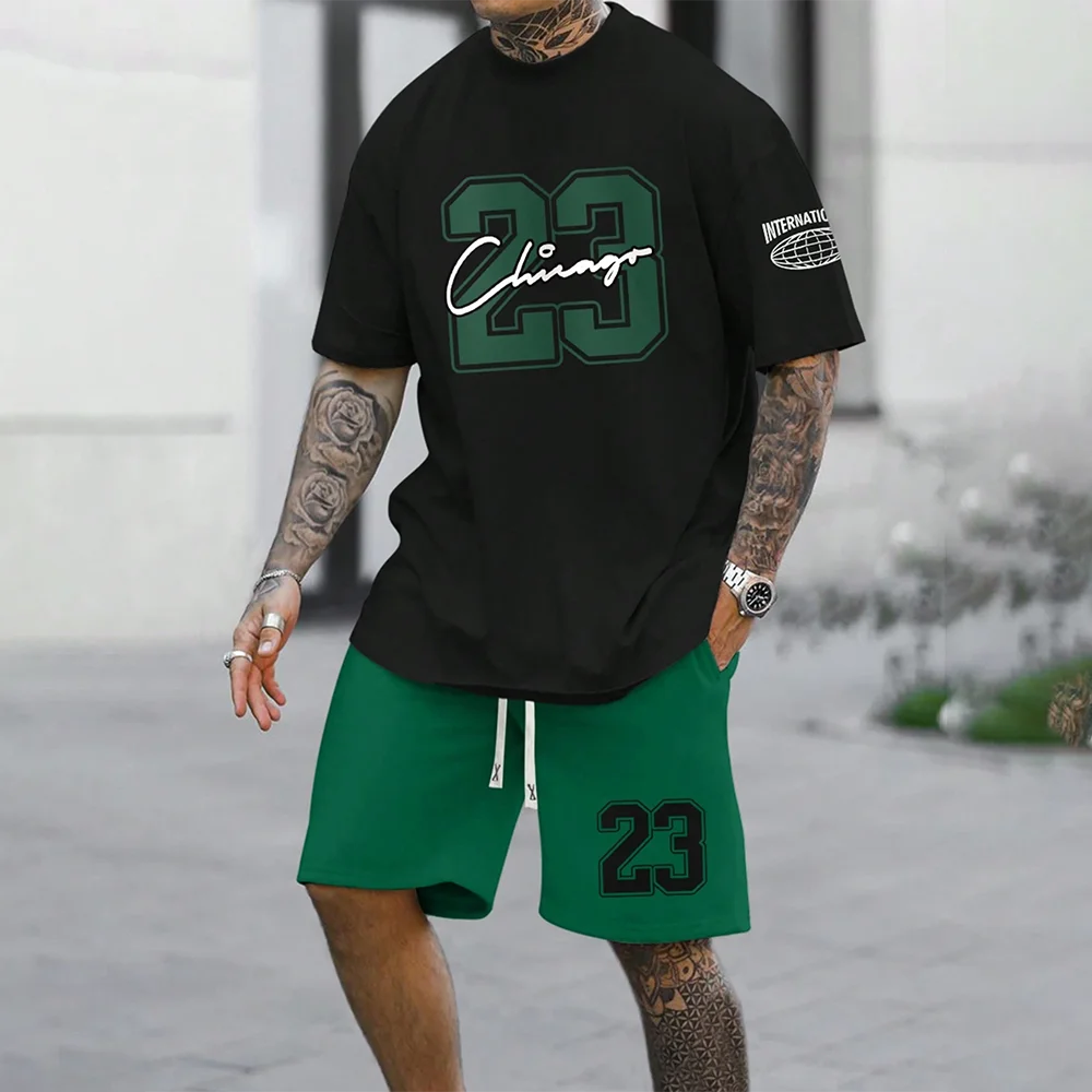 Black and green Chicago sportswear set with number 23 design.