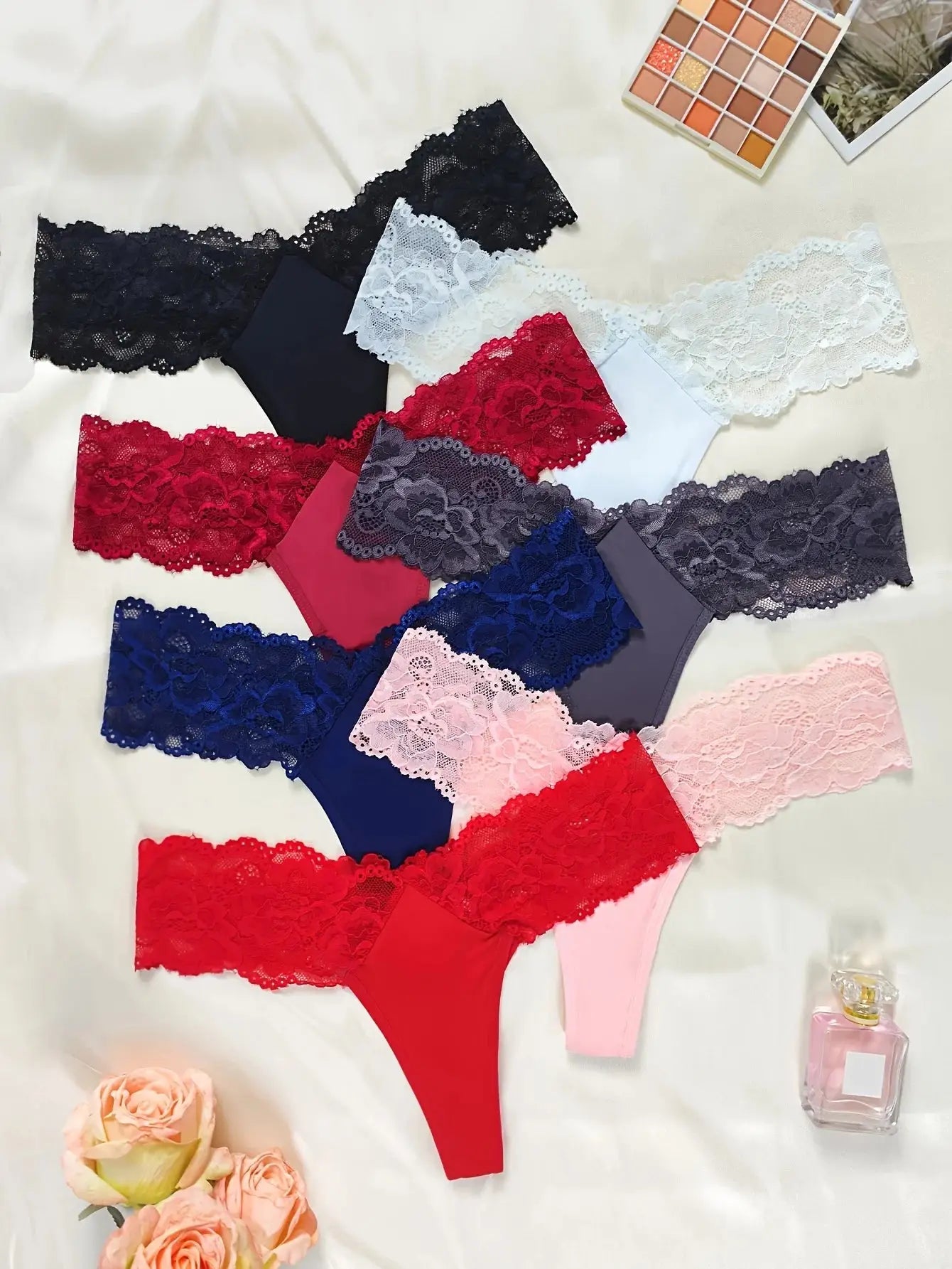14-pack lace thong set for women, low-rise breathable multicolor underwear, soft and comfortable lingerie
