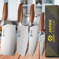 Japanese kitchen knife set with wooden handles