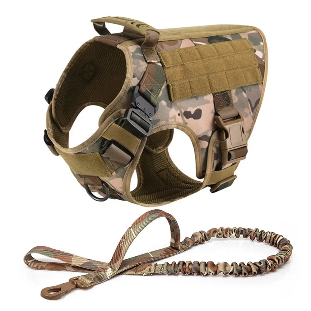 Large dog harness and leash set, training vest with adjustable collar for German Shepherd and Malinois