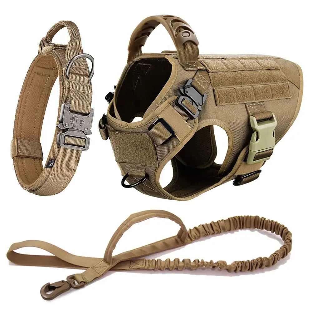 Large dog harness and leash set, training vest with adjustable collar for German Shepherd and Malinois