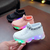 Children's sports shoes with LED lights, black, pink, white