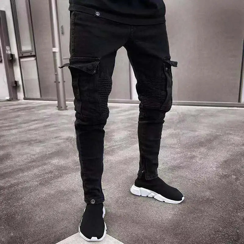Men’s Cargo Jeans – Relaxed Fit, Multi-Pocket, Lightweight Denim for Urban Spring & Summer Streetwear