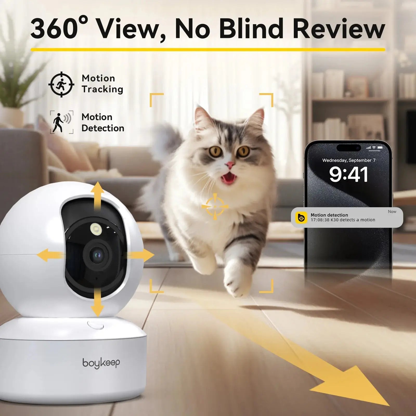 BoyKeep 3MP Indoor Smart Baby Monitor – 5G/2.4GHz WiFi Security Camera with Auto Tracking & 24/7 Video Surveillance