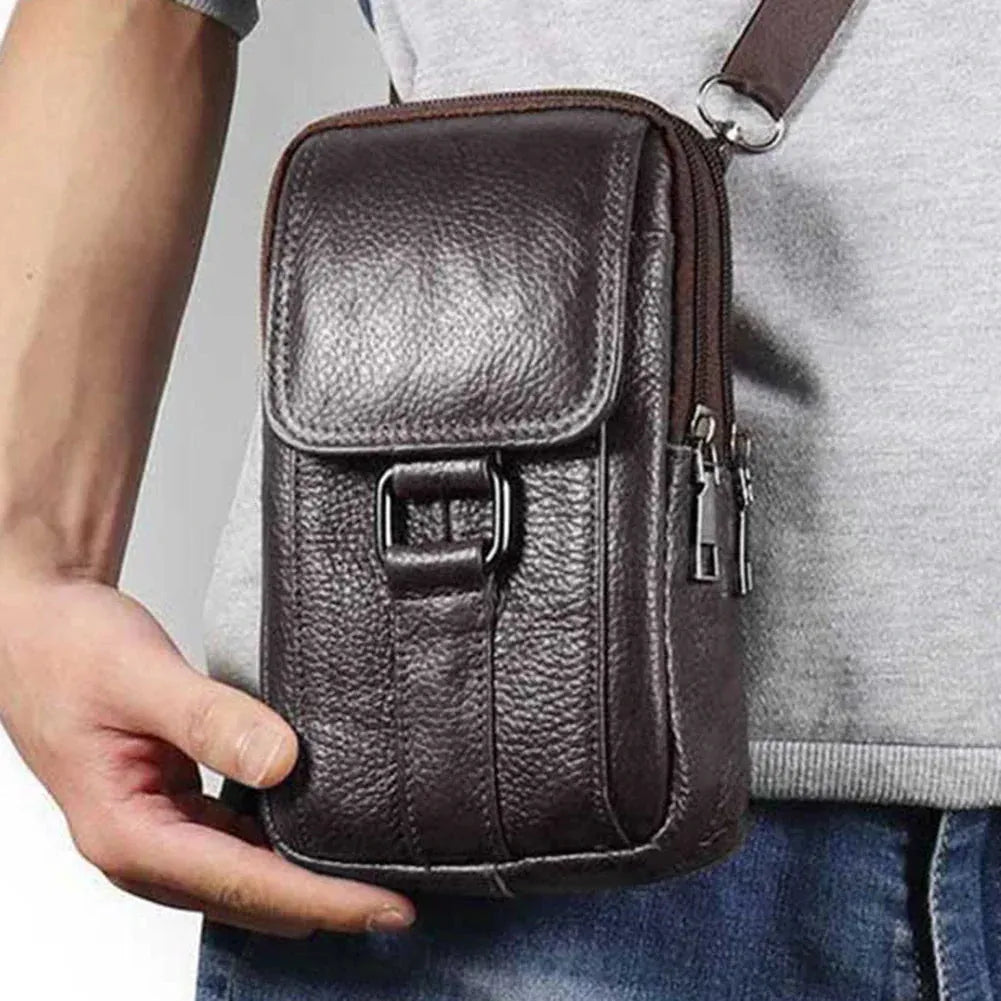 Leather Crossbody Bag for Men with Multiple Daily Pockets