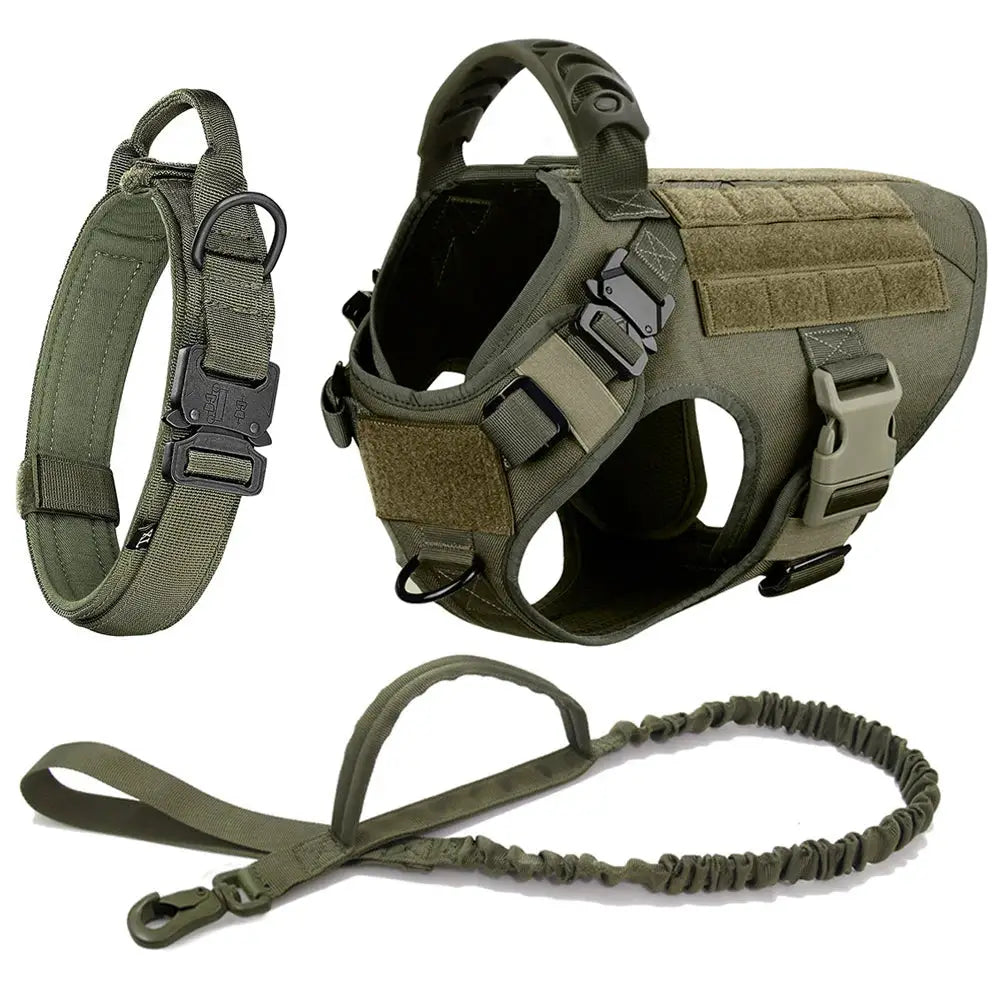 Large dog harness and leash set, training vest with adjustable collar for German Shepherd and Malinois