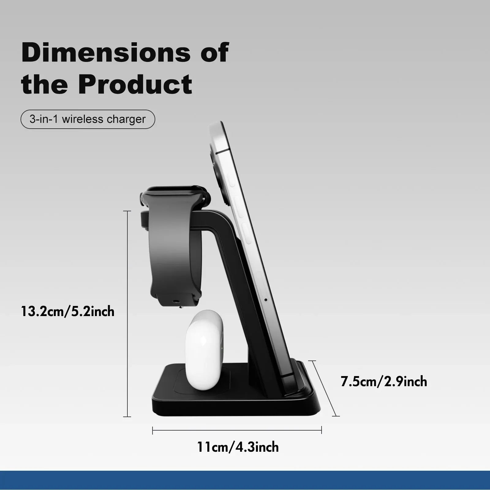 3 in 1 Magnetic Charging Station with Fast Wireless Design
