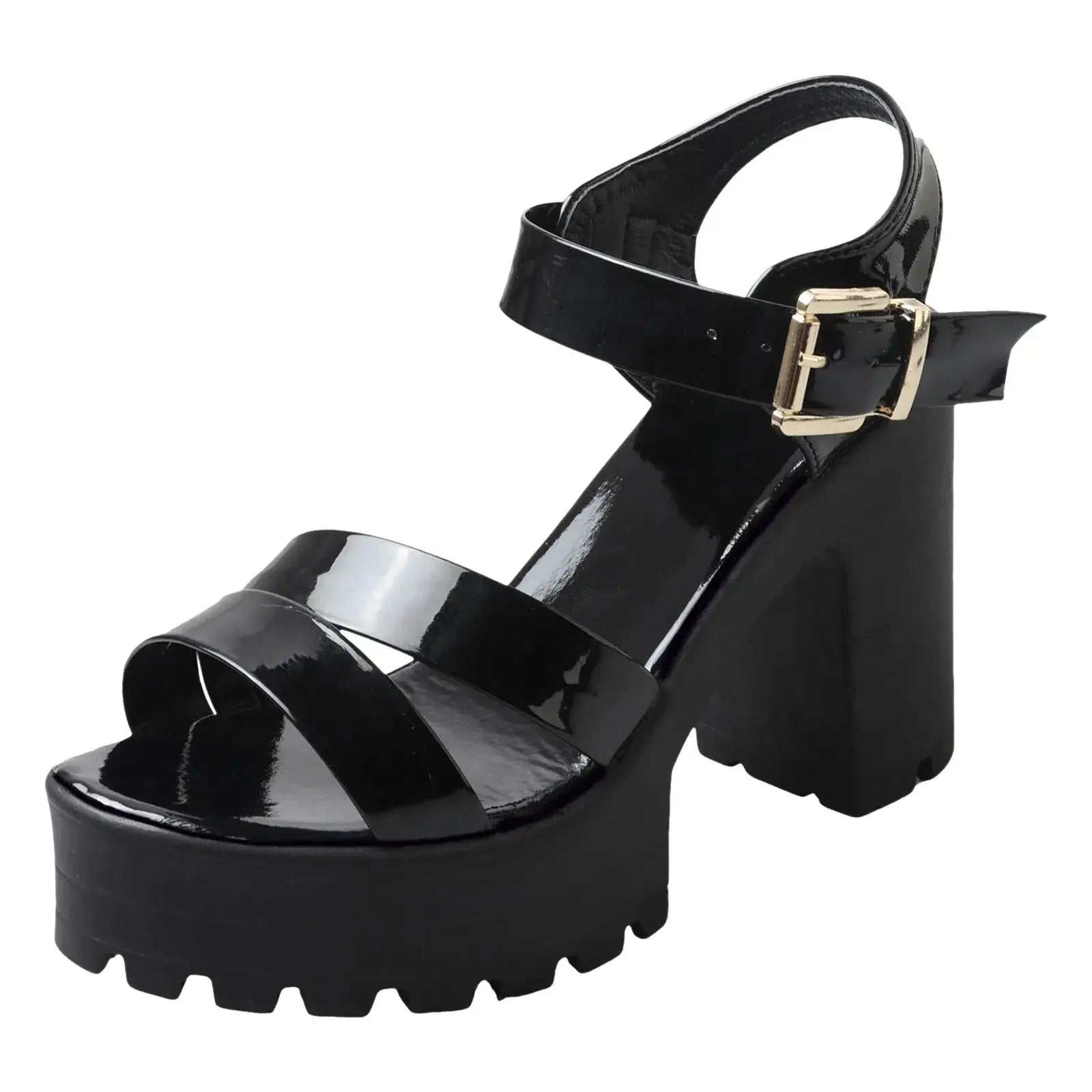 Women’s Summer Platform Sandals – Open Toe Square Heel Buckle Gladiator Shoes Rome Style