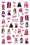 Bratz themed nail stickers with dolls and accessories