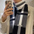 Black and white plaid winter scarf for men