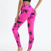 Pink and black patterned women's sports leggings