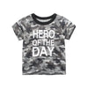 Camouflage children's t-shirt with 'Hero of the Day' text